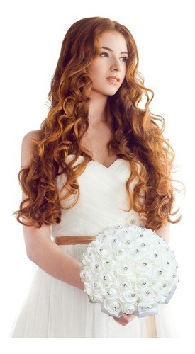 Wu-chuang Ramo De Novia Blanco Artificial De Cristal Rosa