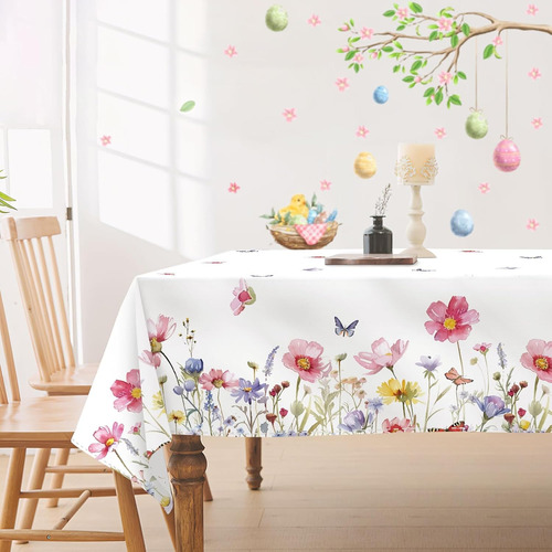 Mantel Rectangular Floral Lavable 152 X 213 Cm