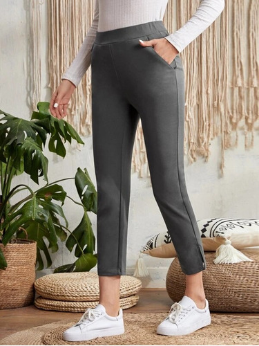 Pantalón Leggins Mujer Tiro Alto Elásticado Formal C/cierre