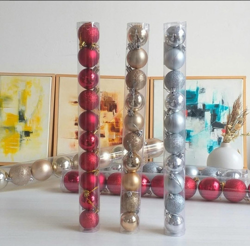 Esferas Navideñas 12pz 3 Modelos Adorno Arbol Navidad Gold