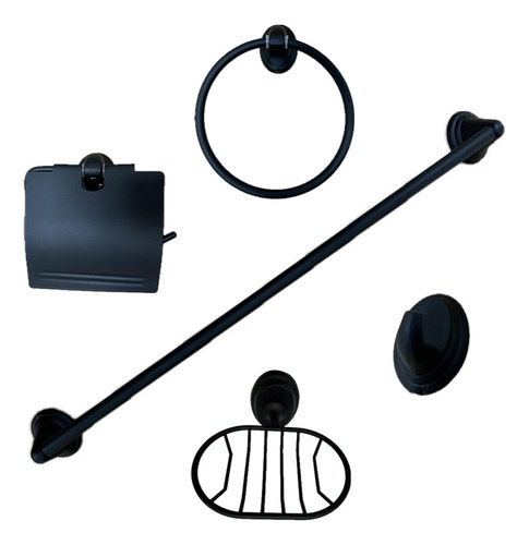 Kit Accesorios Negro Mate Set De Baño 5 Piezas Capri