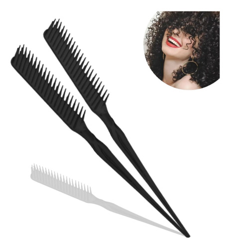 Kit 2 Pente Para Fitagem Cabelo Ondulado Cacheado E Crespo