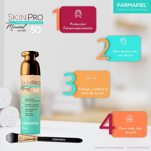 Imagen 3 de 5 de Skinpro® Fotoprotector Facial Mineral Con Color, Tono Medio.