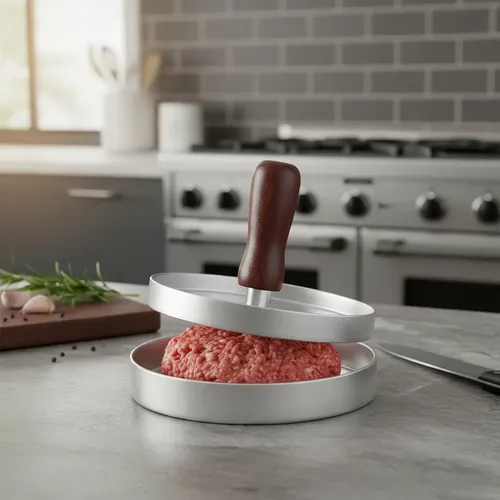 Molde Hamburguesas Aluminio Antiadherente 8.9 Cm Plateado