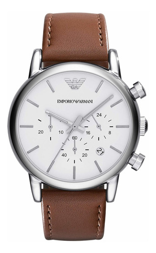 Emporio Armani Reloj De Cuero Marrón Vestido Ar1846 Para Hom