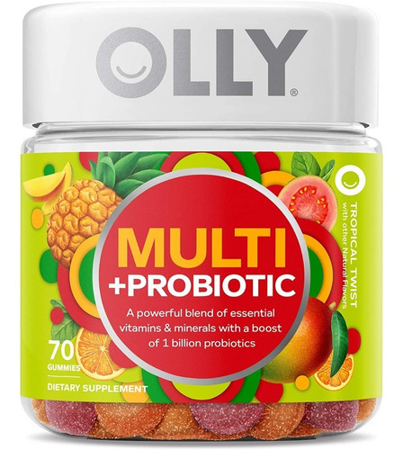 Olly Multivitaminico + Digestivo Probioticos 70 Gomitas Sabor Frutas