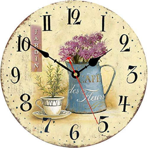 Reloj De Pared De 8 Pulgadas, Diseño Floral, Frances, Vinta