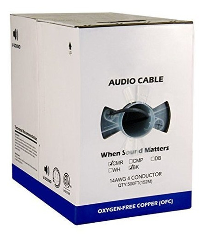 Cable De Audio, 14 Awg, 2 Conductores, 41 Strand, 500 Pies, 