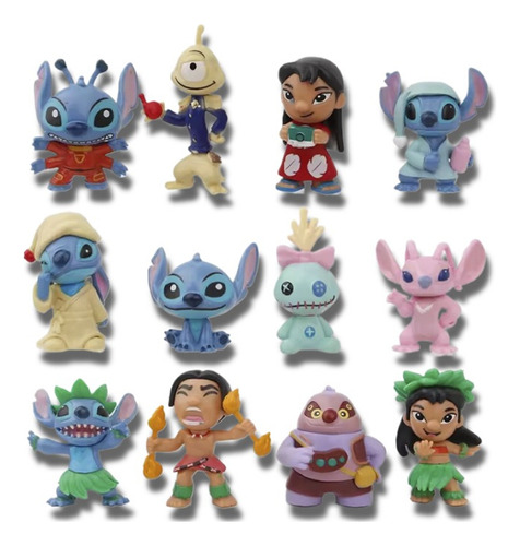 12 Figuritas De Lilo & Stitch Figuras Set Completo