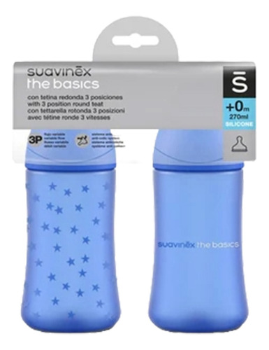 Set De Biberones 9oz/270ml+ Chupones 0-6meses Basic Suavinex