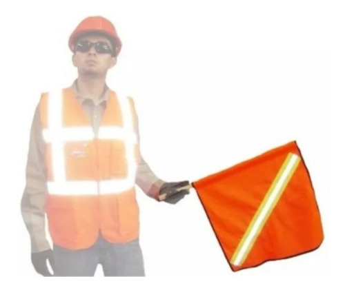 Imagen 2 de 6 de Banderola Vial Con Reflejante 45 X45 Cm Precaucion Seguridad
