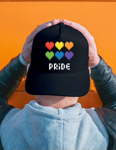 Gorra Tipo Baseball Diseño Corazón Pride Pixel Gorras Negras