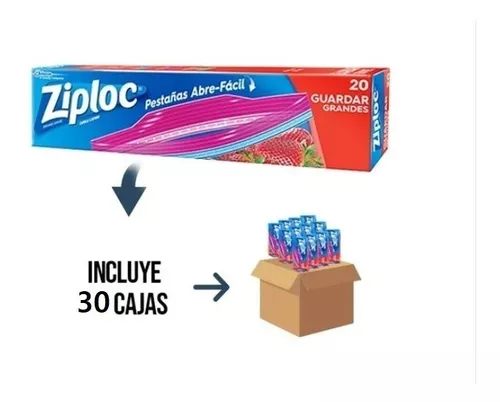 30 Cajas - Ziploc Bolsas P/guardar Grande - 20 Bolsas/caja