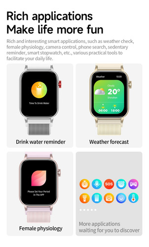 Deiaao Kr86 1.95'' Compatible Ai Voice Assistant Smartwatch Ladies Ip67 Waterproof Bluetooth Talk Smartwatch Rosa