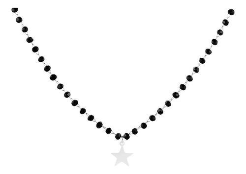 Collar De Perlas De Cristal Negro De Doble Capa Para Mujer S