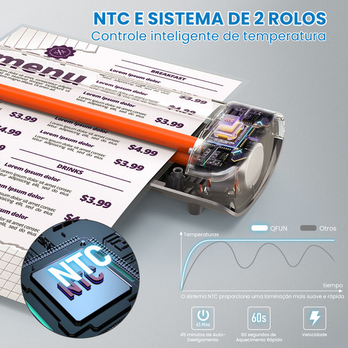 Plastificadora Laminadora 13 Polegadas Térmica Frio E Foil Compatível Com Carta A4, Ofício, Legal, Tabloide, A3, 30 Micas Incluídas Para Uso Em Escritório E Casa