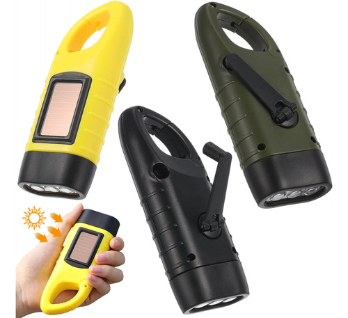 3 Paquetes De Manivela Solar Linterna Recargable Led Lintern