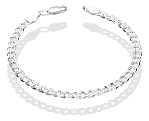 Pulsera Cubana Americana Diam 5 Mm X 20 Cm En Plata Ley .925