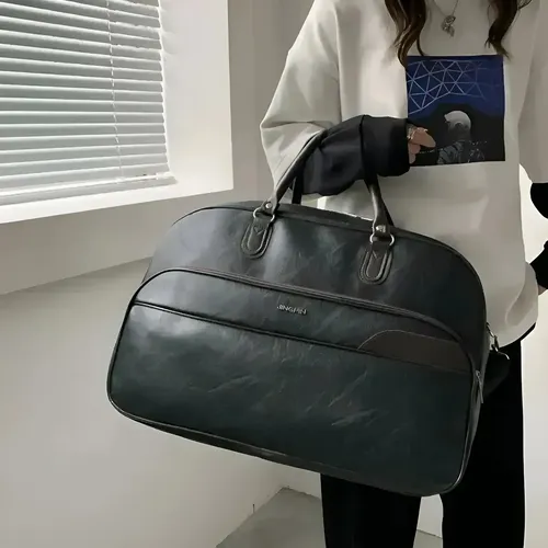 Bolsa Couro Grande De Viagem Mala Mão Resistente Preta Artestore