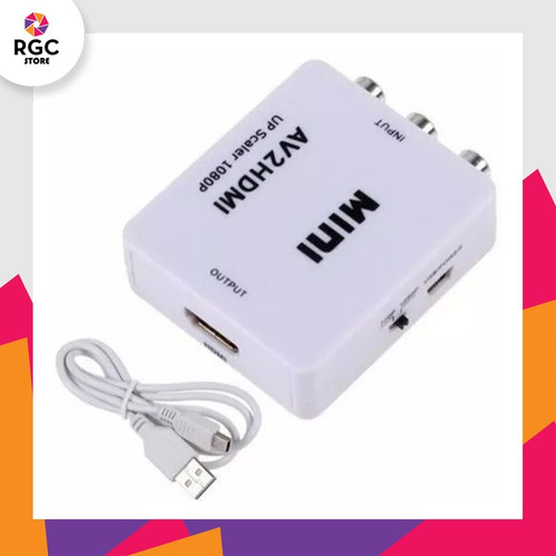 Conversor Rca A Hdmi Adaptador Tv Audio Y Video Av 1080p Fhd
