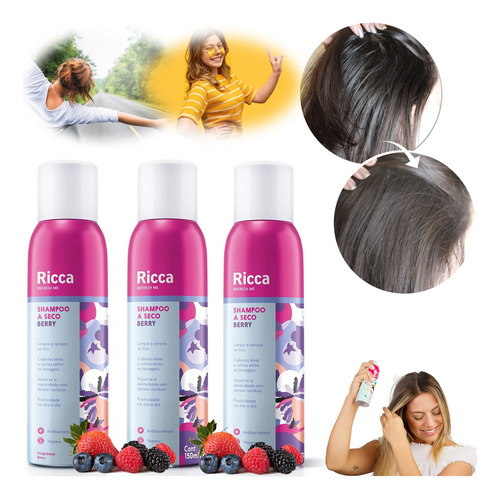 Kit 3 Shampoo A Seco Berries Shakeberry 150ml - Ricca