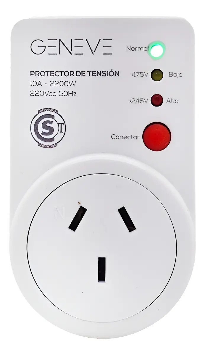 Protector Alta Baja Tension Heladera Lavarropas 10a 220v Color Blanco