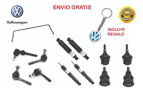 Imagen 3 de 3 de Kit Rotulas Terminales Barra Estab Y 4 Amortiguadores Vocho