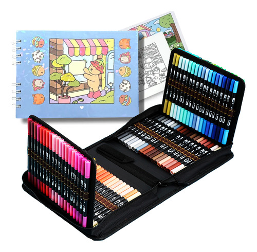 Marcadores De 100 Cores Plumones Tip Brush Double Point