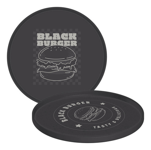 Kit 24 Pratos Servir Hambúrguer 20cm Plástico Resistente