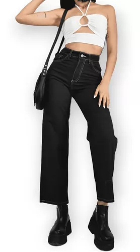 Jeans Cropped, Pantalón Negro Mujer