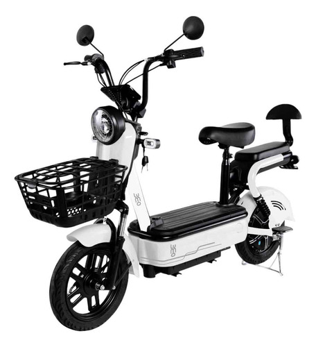 Lumo Home Bicicleta Electrica Para Adultos, Bicimoto Eléctrica, Baterías De Gran Capacidad Dos Asientos Blanco