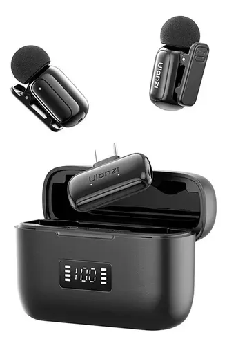 Mini microfone de lapela dupla Ulanzi A200 USB-c A046 preto preto