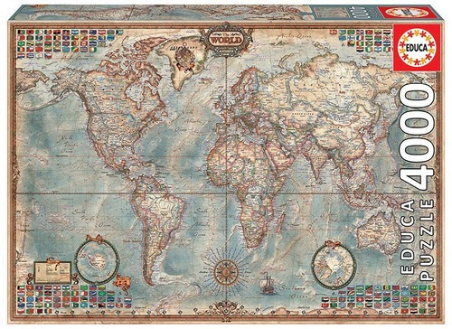 Imagen 1 de 4 de Puzzle Rompecabeza Educa X 4000 El Mundo , Mapa Politico