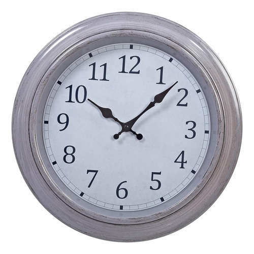 Reloj De Pared Kiera Grace, 16 Pulgadas, Odessa Gris Cepilla