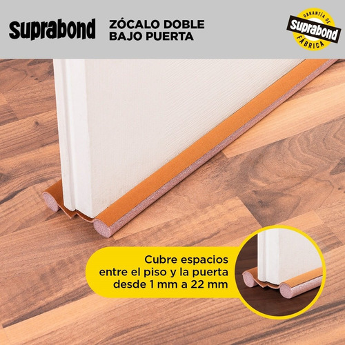 Imagen 3 de 9 de Zócalo Burlete Suprabond Doble Bajo Puerta 95cm - Marrón