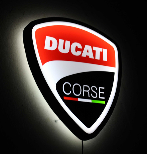 Cartel Cuadro Luminoso Ducati Corse Motos Luz Led Decorativo