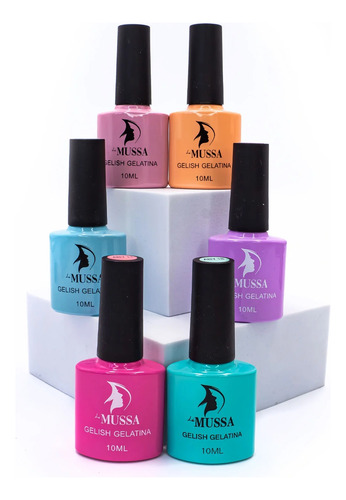 Gama Mussa esmaltes de uñas en gel semipermanente uv de 3 pasos paquete de 6 unidades 10mL color gelatina c