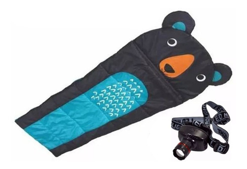 Imagen 1 de 7 de Sobre De Dormir Para Niños Oso + Linterna Minero Safari