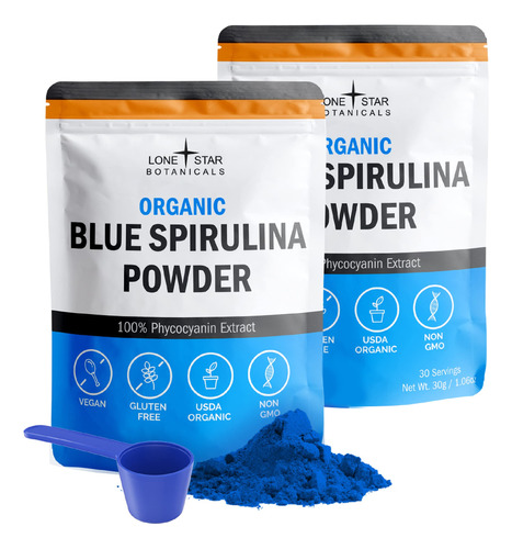 Polvo De Espirulina Azul Organico, 100% Puro Superalimento D