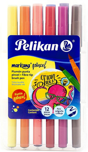 12 Plumones Plumin Pelikan Markana Pincel Coloreado Dibujo