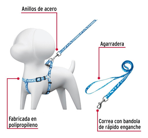 Correas Con Pechera P/ Perro Mediano Color A Elegir 1.5 Cm