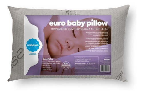 Kit Com 2 Travesseiros Infantis Euro Pillow Antiestresse Cor Bege