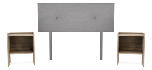 Cabecera De Recamara Individual Y 2 Buros Urban Madera Tapiz Color Gris oscuro