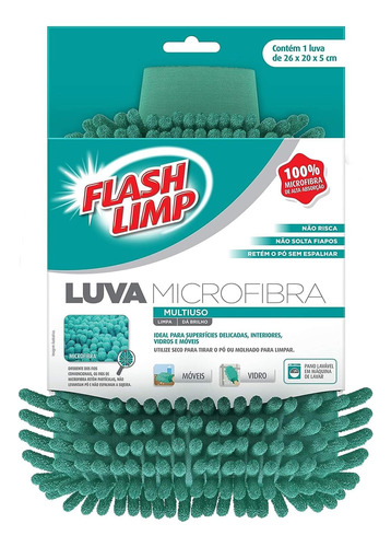 Luva Microfibra Multiuso Limpa Moveis Carros Flash Limp