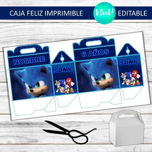 Kit Imprimible Caja Golosinas Cajita Feliz Sonic Editable