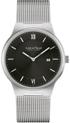 Caravelle Nueva York Hombres Acero Inoxidable Caso Malla