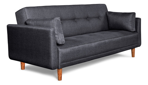 Sofá Cama Lucille Makora Essentials De Lino Color Gris Oscuro
