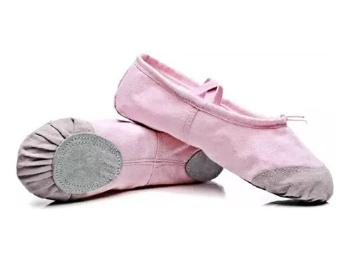 Zapatillas Media Punta Lona Y Gamuza Ballet Niña Color Rosa