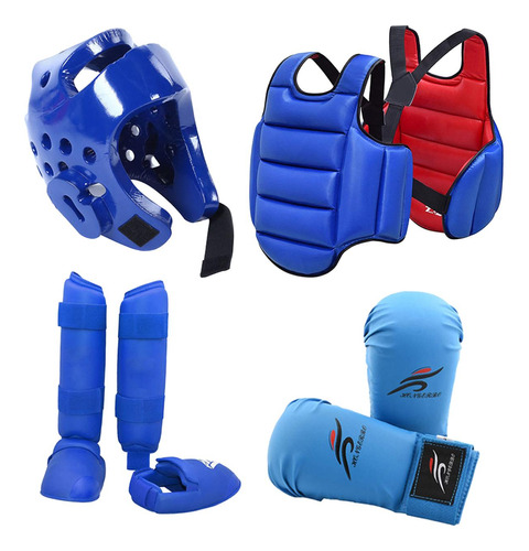 4x Karate Sparring Gear Chaleco Protector De Cuerpo Azul S