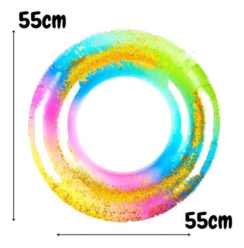 Boia Arco Íris Circular Glitter Criança Infantil Piscina
